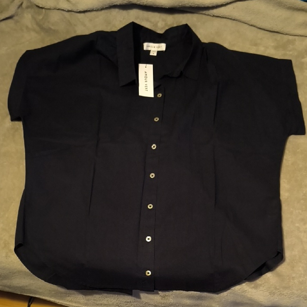Amour Vert | Navy Button Down Shirt